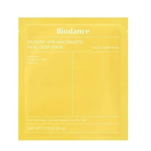 מסכת הידרוג'ל ביודאנס להבהרה וזוהר - Biodance Radiant Vita Niacinamide Real Deep Mask
