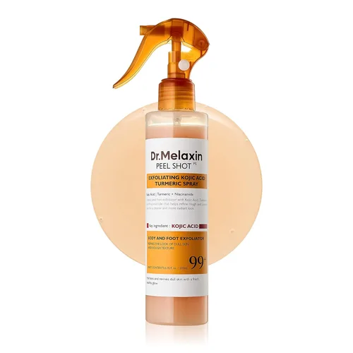 ד"ר מילקסין | Dr.Melaxin Peel Shot Exfoliating Kojic Acid Turmeric Spray ספריי פילינג עוצמתי לחידוש והבהרת עור הגוף וכפות הרגליים - 200ml
