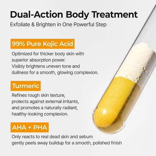 ד"ר מילקסין | Dr.Melaxin Peel Shot Exfoliating Kojic Acid Turmeric Spray ספריי פילינג עוצמתי לחידוש והבהרת עור הגוף וכפות הרגליים - 200ml
