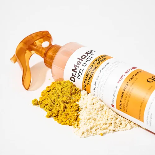 ד"ר מילקסין | Dr.Melaxin Peel Shot Exfoliating Kojic Acid Turmeric Spray ספריי פילינג עוצמתי לחידוש והבהרת עור הגוף וכפות הרגליים - 200ml
