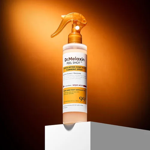 ד"ר מילקסין | Dr.Melaxin Peel Shot Exfoliating Kojic Acid Turmeric Spray ספריי פילינג עוצמתי לחידוש והבהרת עור הגוף וכפות הרגליים - 200ml