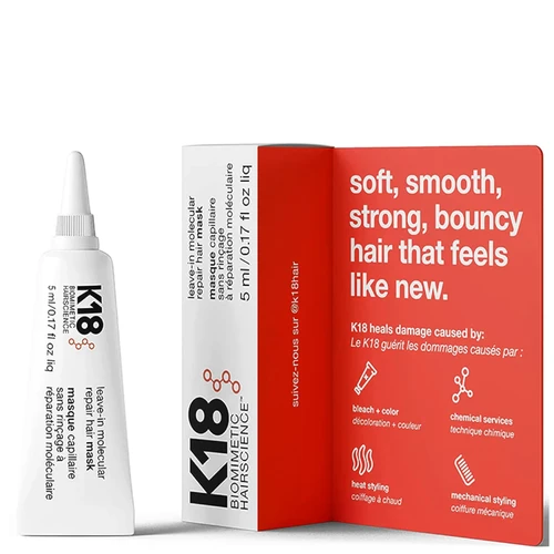 קיי 18 | K18 Leave-In Molecular Repair Hair Mask מסכה ללא שטיפה לתיקון ושיקום מולקולרי של השיער - 5ml