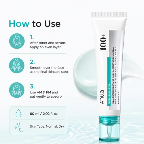 Anua PDRN Hyaluronic Acid 100 Moisturizing Cream 50ml | אנואה קרם לחות PDRN היאלורוני 100 50 מ"ל
