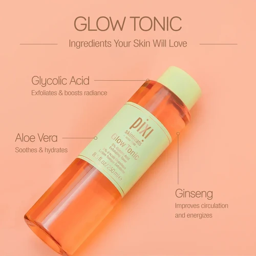 Pixi Glow Tonic 5% Glycolic Acid Exfoliating Toner 250ml | פיקסי גלואו טוניק טונר 5% חומצה גליקולית 250 מ"ל