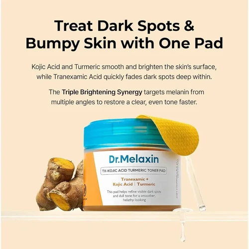 Dr.Melaxin TX-Kojic Acid Turmeric Toner Pads | ד"ר מלקסין פדים טונר חומצה קוג'ית וכורכום