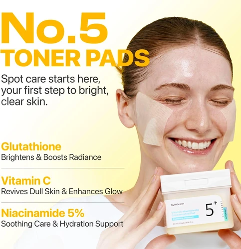 Numbuzin No.5 Glutathione Vitamin Concentrated Toner Pads 70pcs | נמבוזין פדים טונר 5 גלוטתיון ויטמין 70 יח'