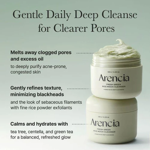 Arencia Fresh Green Rice Mochi Cleanser 120g | ארנסיה ניקוי פנים מוצ'י אורז ירוק 120 גרם