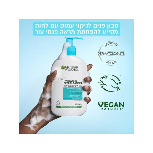 גרנייה סקין-אקטיב ג'ל ניקוי עמוק - Garnier SkinActive Hydrating Deep Cleanser (250ml) - ניקוי מעשיר בלחות עם חומצה היאלורונית