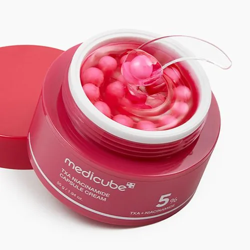 מדיקיוּב קרם קפסולות TXA וניאצינאמיד להבהרה - Medicube TXA Niacinamide Capsule Cream (55g) - לטיפול בכתמי עור, פיגמנטציה ומראה עור זוהר