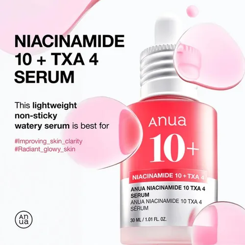 אנואה סרום ניאצינאמיד 10% ו-TXA 4% להבהרה - Anua Niacinamide 10% + TXA 4% Dark Spot Correcting Serum (30ml) - לטיפול בפיגמנטציה וכתמי עור