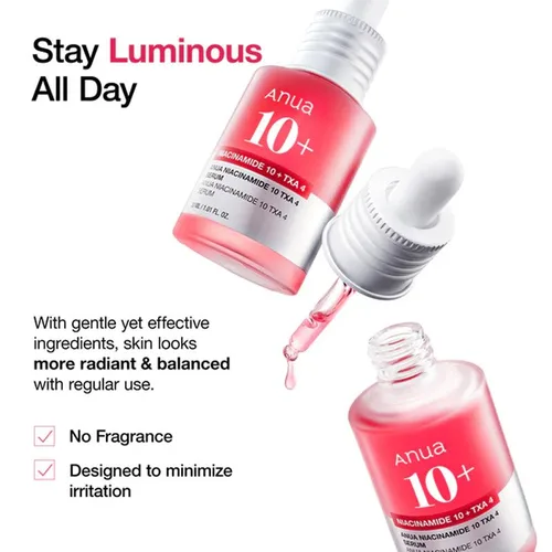 אנואה סרום ניאצינאמיד 10% ו-TXA 4% להבהרה - Anua Niacinamide 10% + TXA 4% Dark Spot Correcting Serum (30ml) - לטיפול בפיגמנטציה וכתמי עור