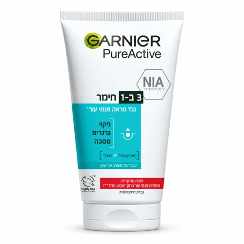 גרנייה פיור אקטיב 3 ב-1 חימר 150 מ״ל | Garnier Pure Active 3-in-1 Clay 150ml